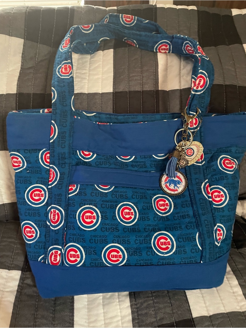 Chicago Cubs Hand Made Blue Logo Tote Bag